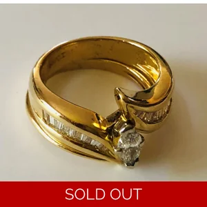 14kt Yellow & White Gold Diamond and Wedding Ring Set